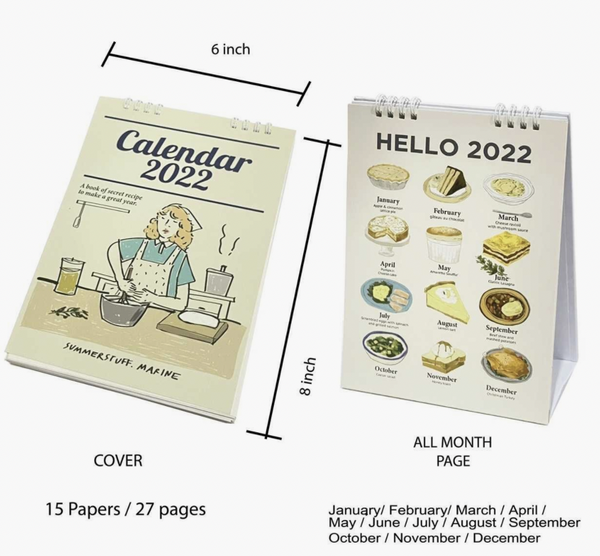 Cook Book Calendar 2022 精美手繪插畫月曆