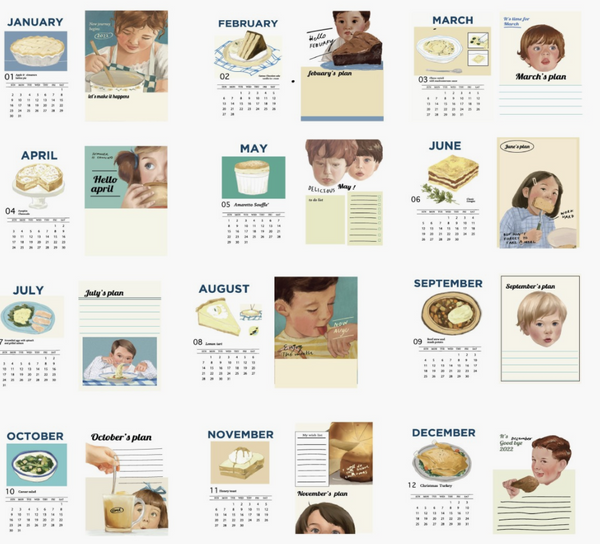 Cook Book Calendar 2022 精美手繪插畫月曆